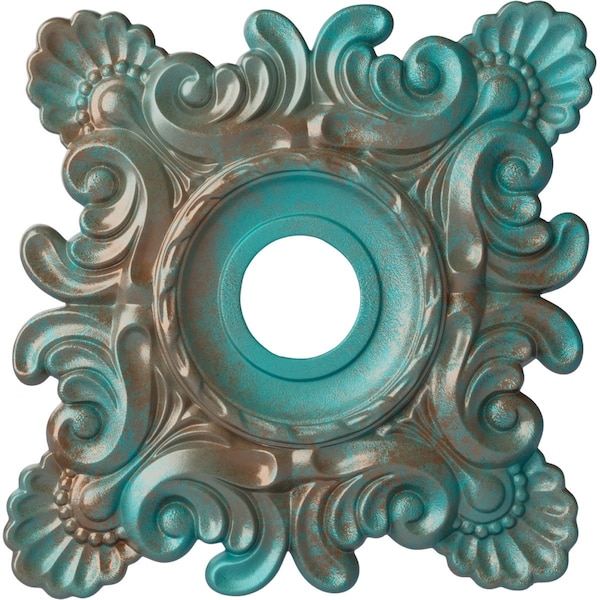 Ekena Millwork Crawley Medallion (Canopies up to 6 3/4"), 18"W x 18"H x 3 1/4"ID x 1 1/2"P, Copper Green Patina CM18CRCGS - main